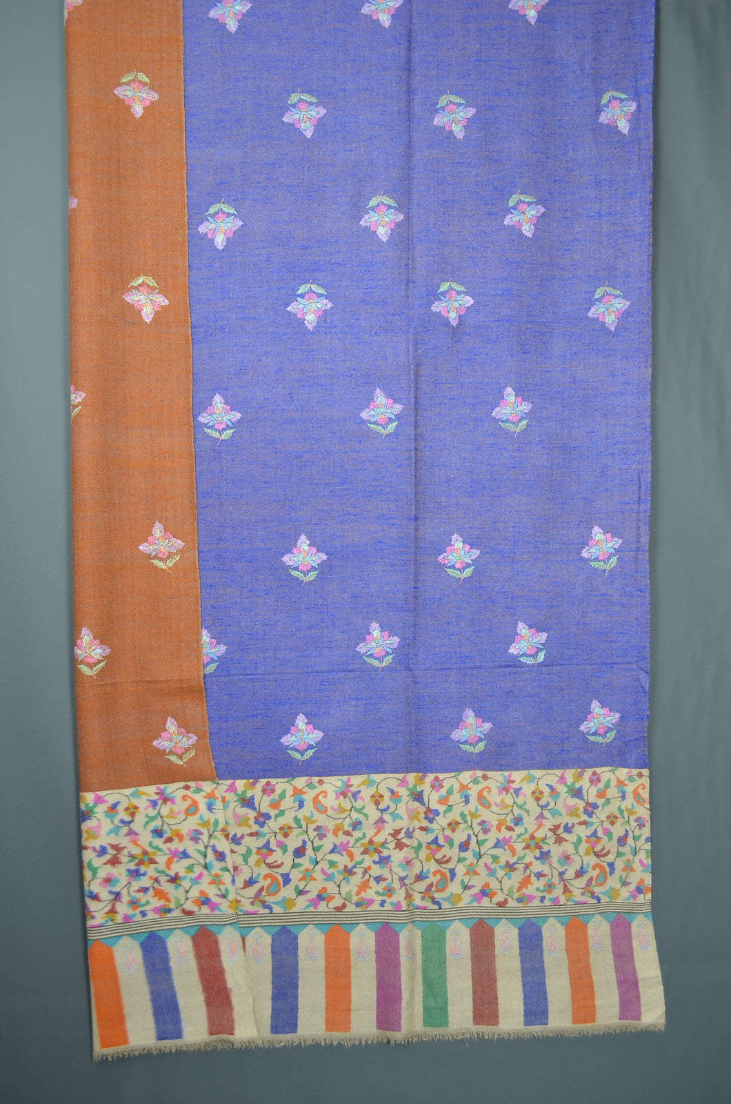 2.5 Yards Kani Weave and Sozni Embroidery Cashmere Pashmina Shawl