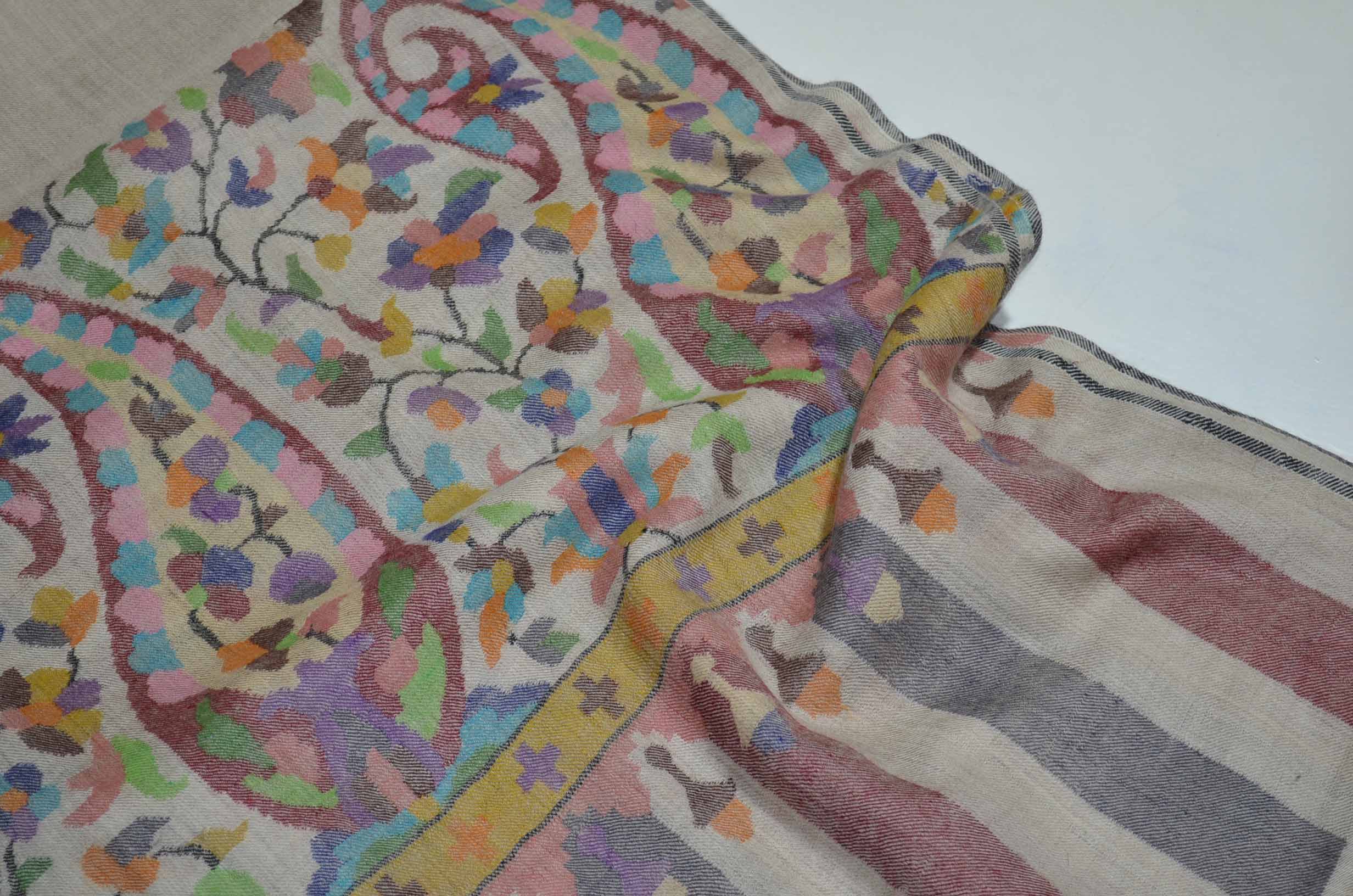 Oversized 3 Yard Natural Kani Pashmina Jamawar Shawl