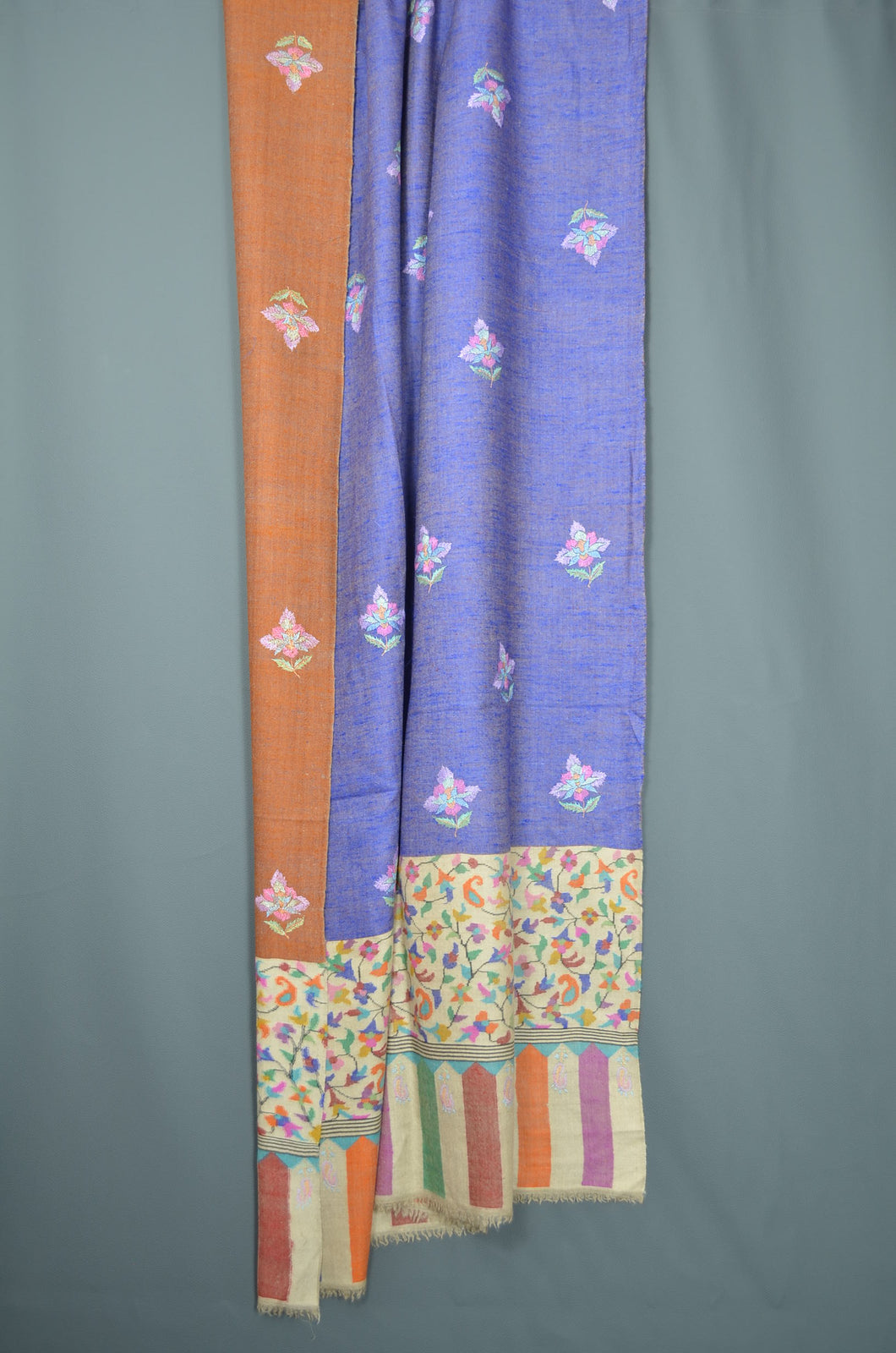 2.5 Yards Kani Weave and Sozni Embroidery Cashmere Pashmina Shawl