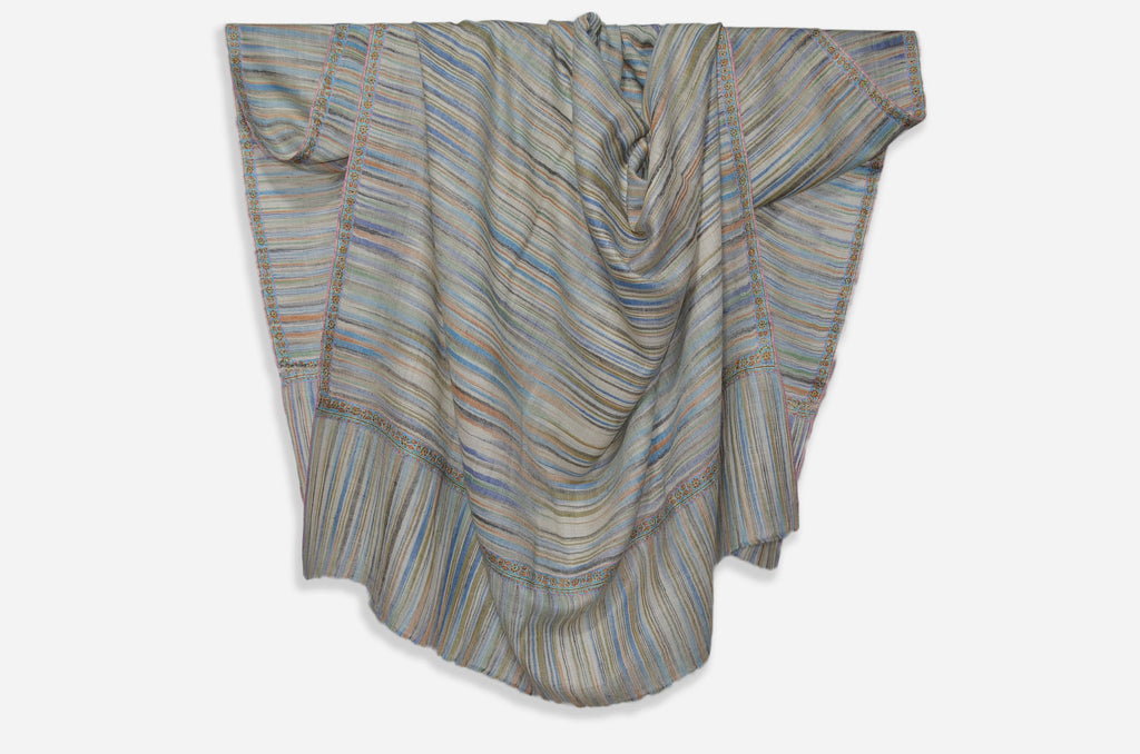 Multi Colored Designer Cashmere Pashmina Shawl with Beautifully  Crafted Border