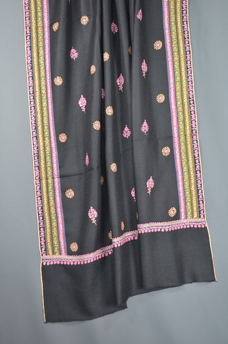 Black Big Border Cashmere Pashmina Shawl