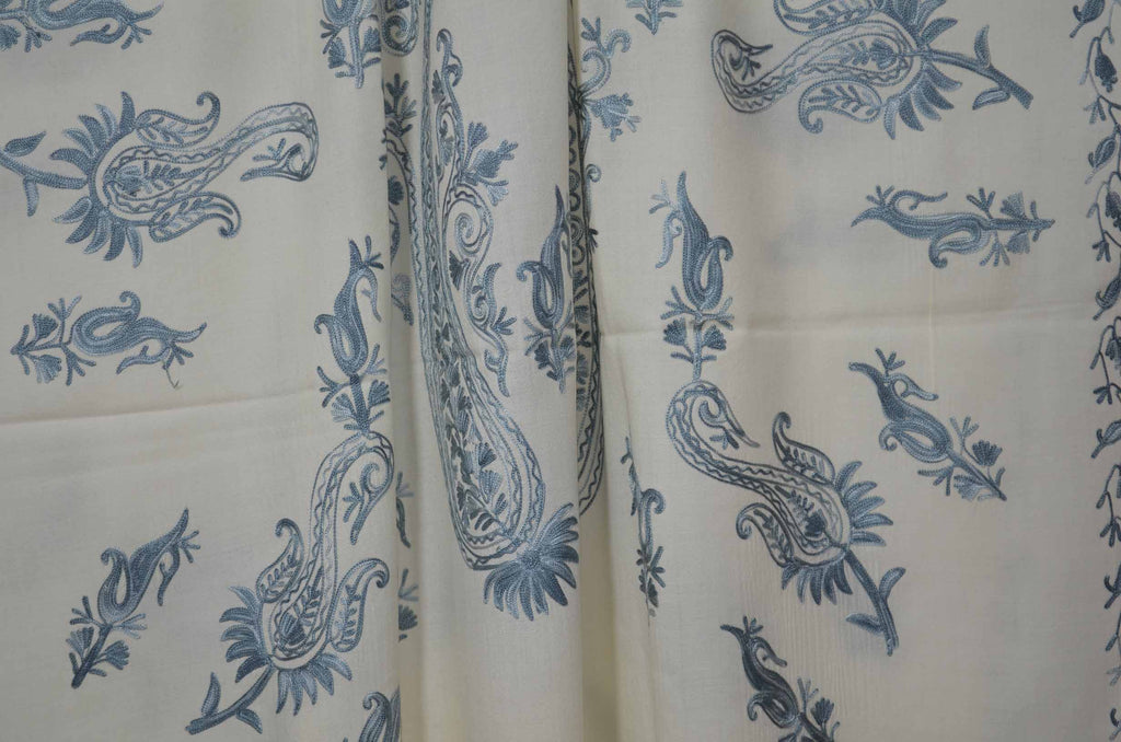 Ivory Merino Wool Aari Work Shawl