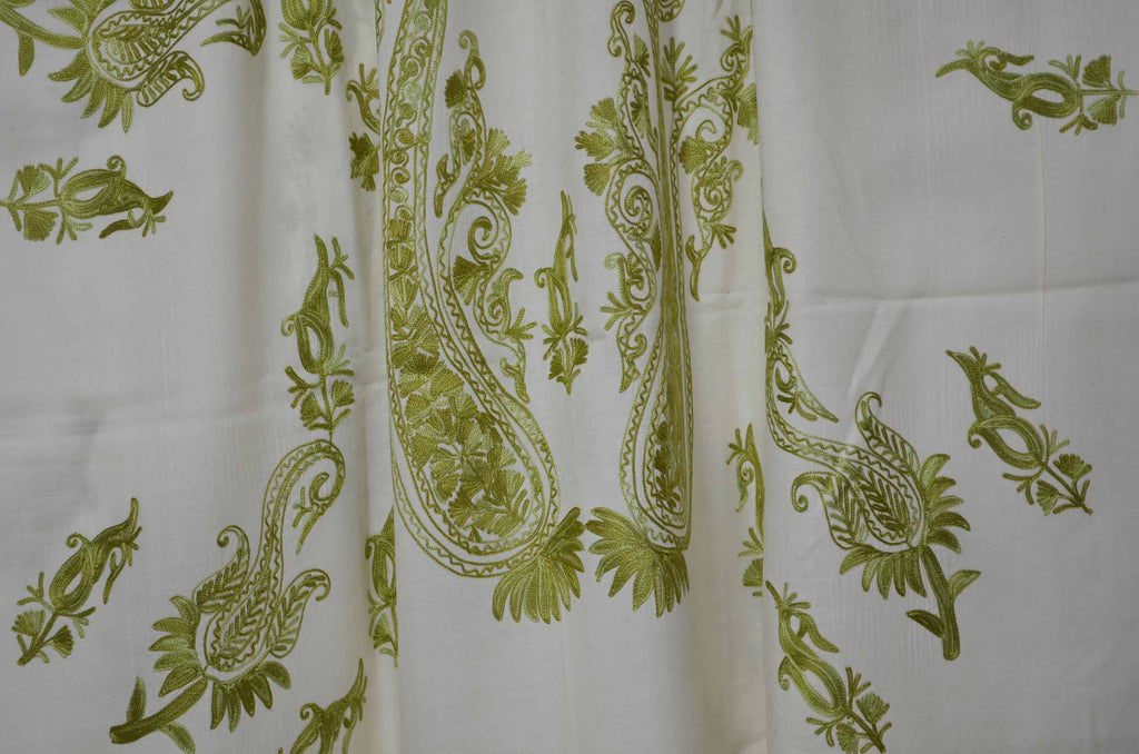 Ivory Merino Wool Aari Work Shawl