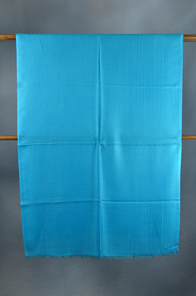 Extra-light weight Cyan Blue Color Merino Silk Scarf