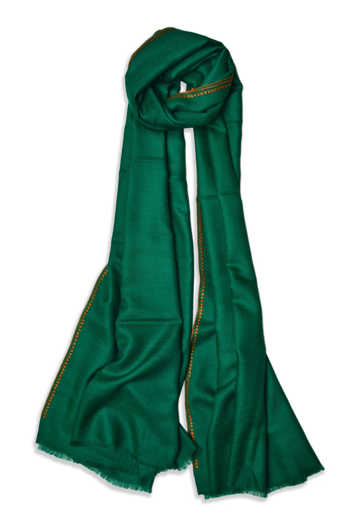 Green Sozni Embroidery Shawl