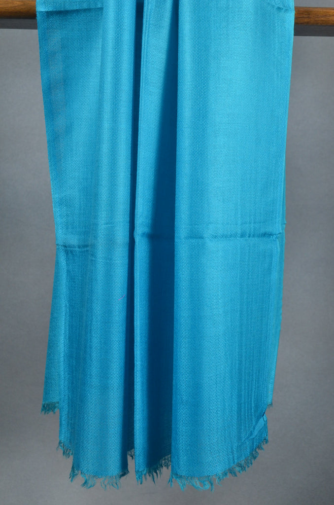 Extra-light weight Cyan Blue Color Merino Silk Scarf