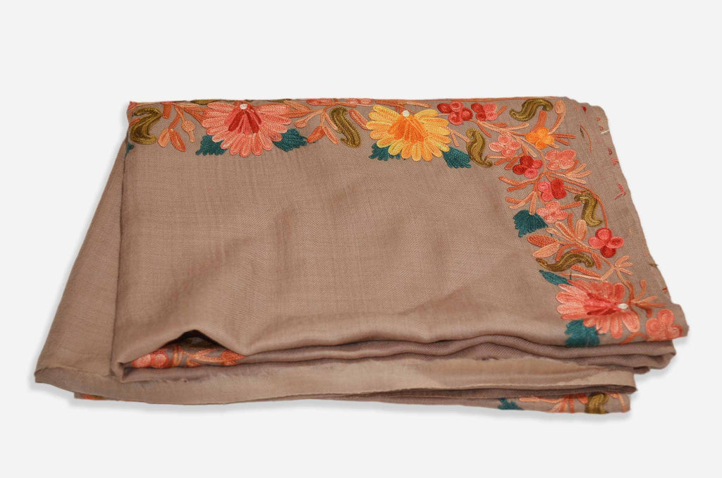Natural Un-dyed Merino Wool Aari Work Shawl