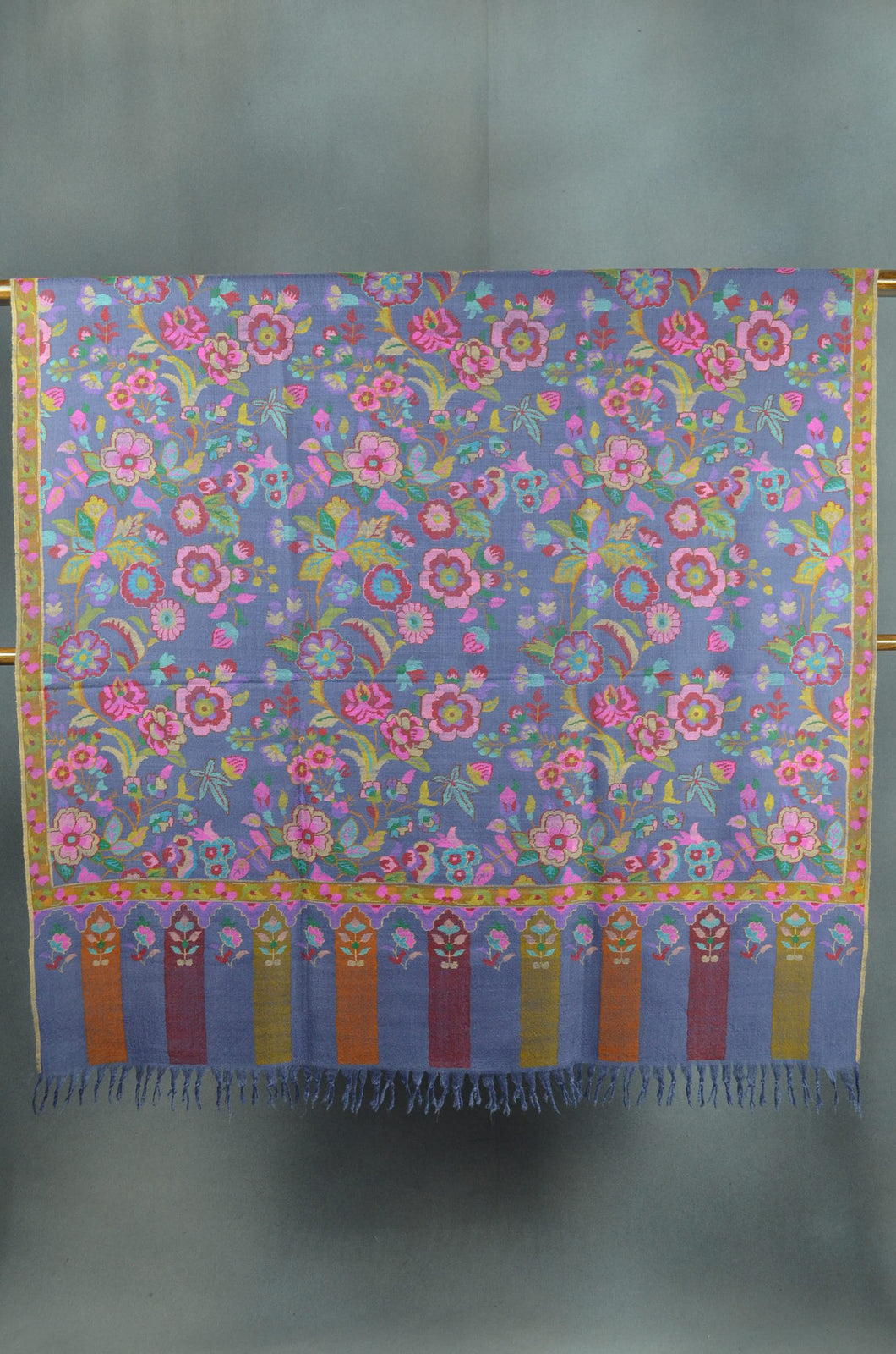 Grey Base Kani Jamawar Pashmina Shawl