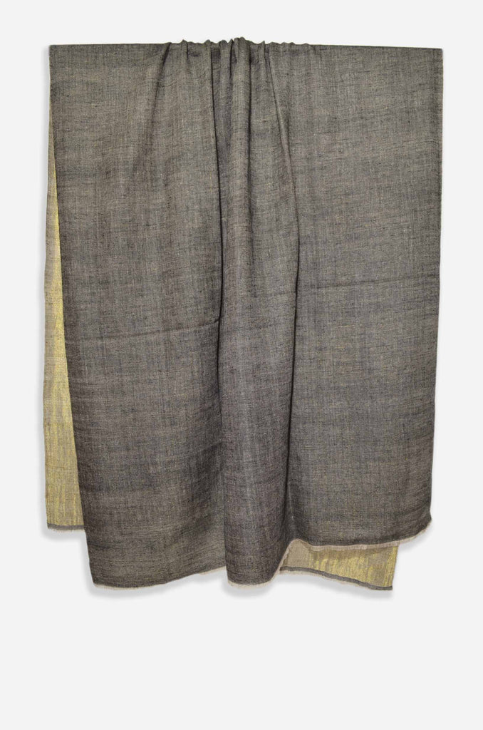 Reversible Metallic Black and Golden Handwoven Cashmere Pashmina Shawl