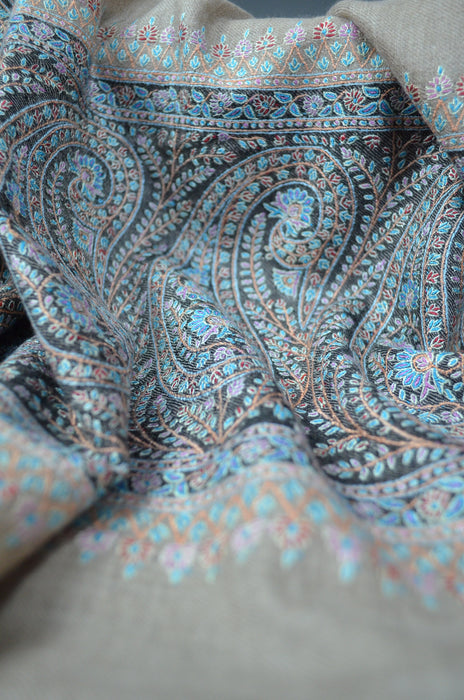 natural embroidery cashmere pashmina shawl
