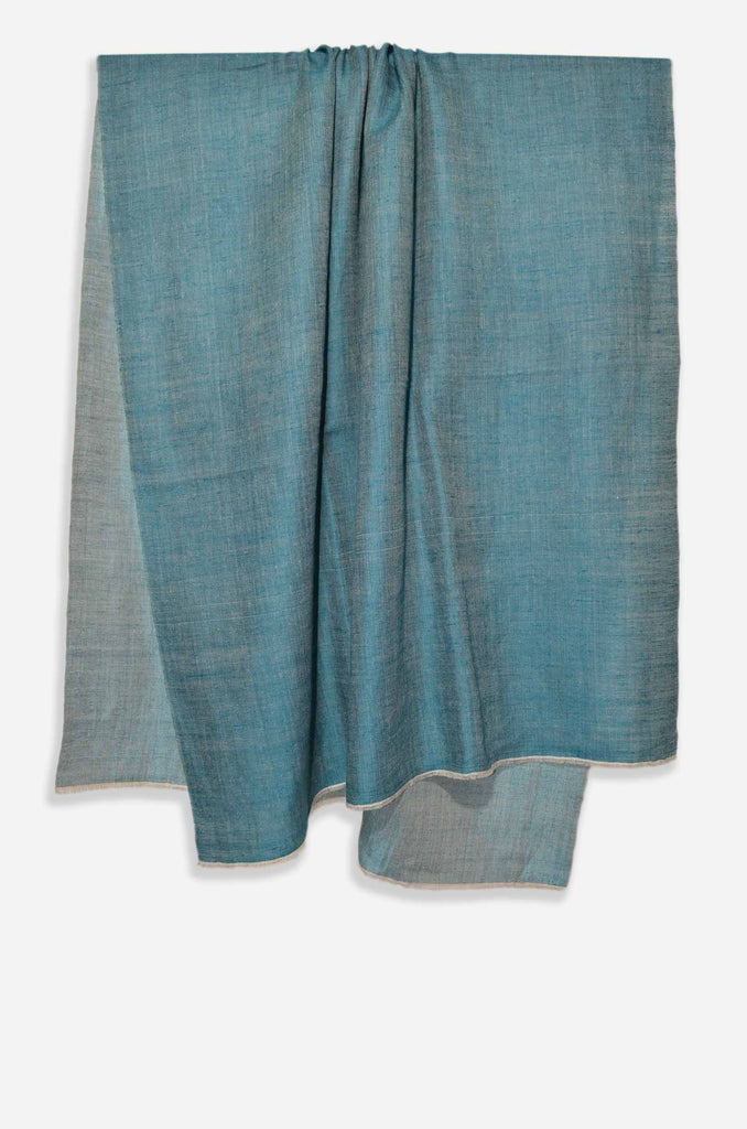 Reversible Metallic Green and Golden Handwoven Cashmere Pashmina Shawl