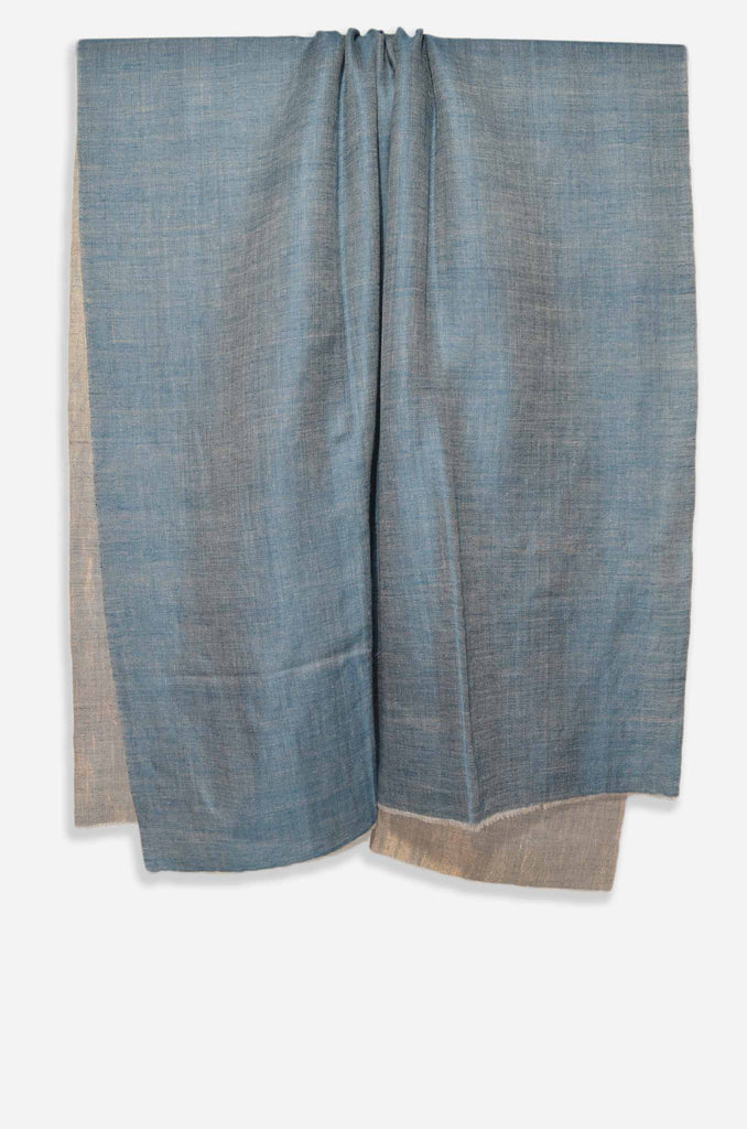 Reversible Metallic Blue and Maroon Handwoven Cashmere Pashmina Shawl