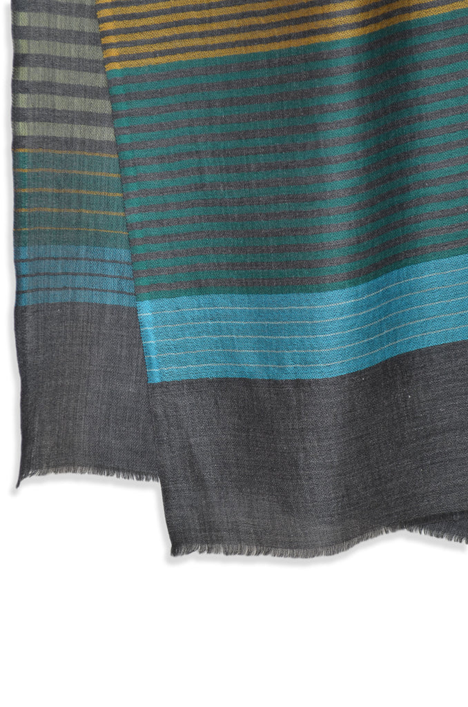 multi striped merino silk scarf | pure kashmir