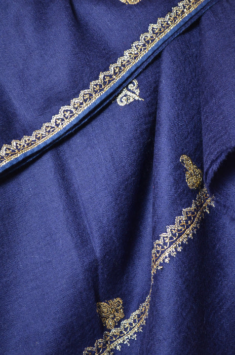 Navy Blue Tilla Embroidery Pashmina Shawl