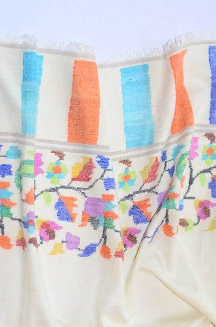 Pashmina Kani Small Border Shawl