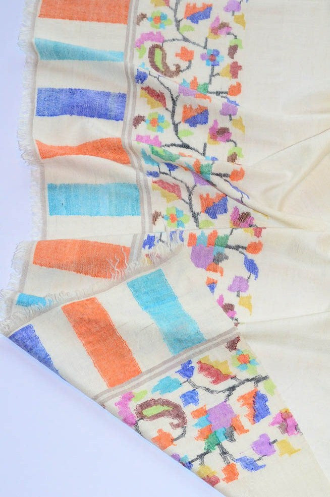 Pashmina Kani Small Border Shawl