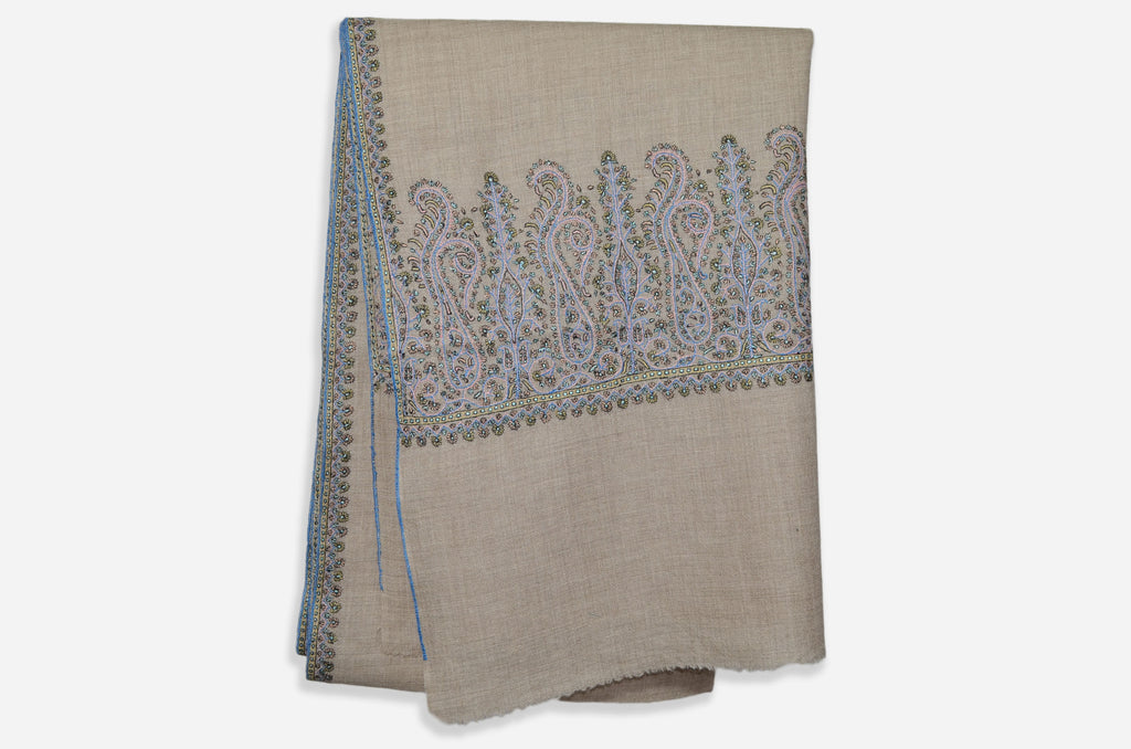 Un-Dyed Natural Cashmere Pashmina Stole with Beautiful Big Border