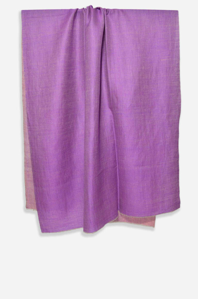 Reversible Metallic Purple and Pink Handwoven Cashmere Pashmina Shawl