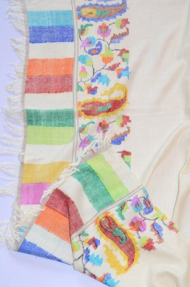 Pashmina Kani Small Border Shawl