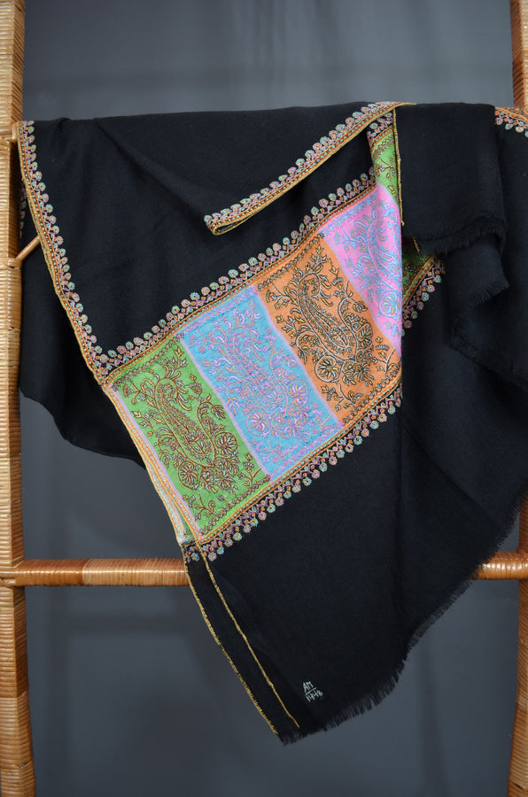 Black Big Border Cashmere Pashmina Shawl