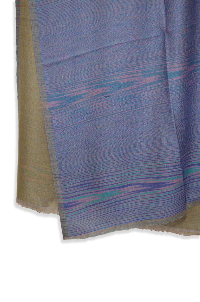 glitch woven reversible blue and natural scarf