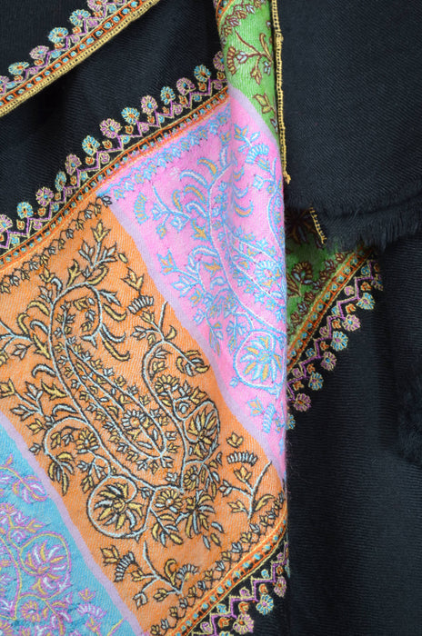 Black Big Border Cashmere Pashmina Shawl
