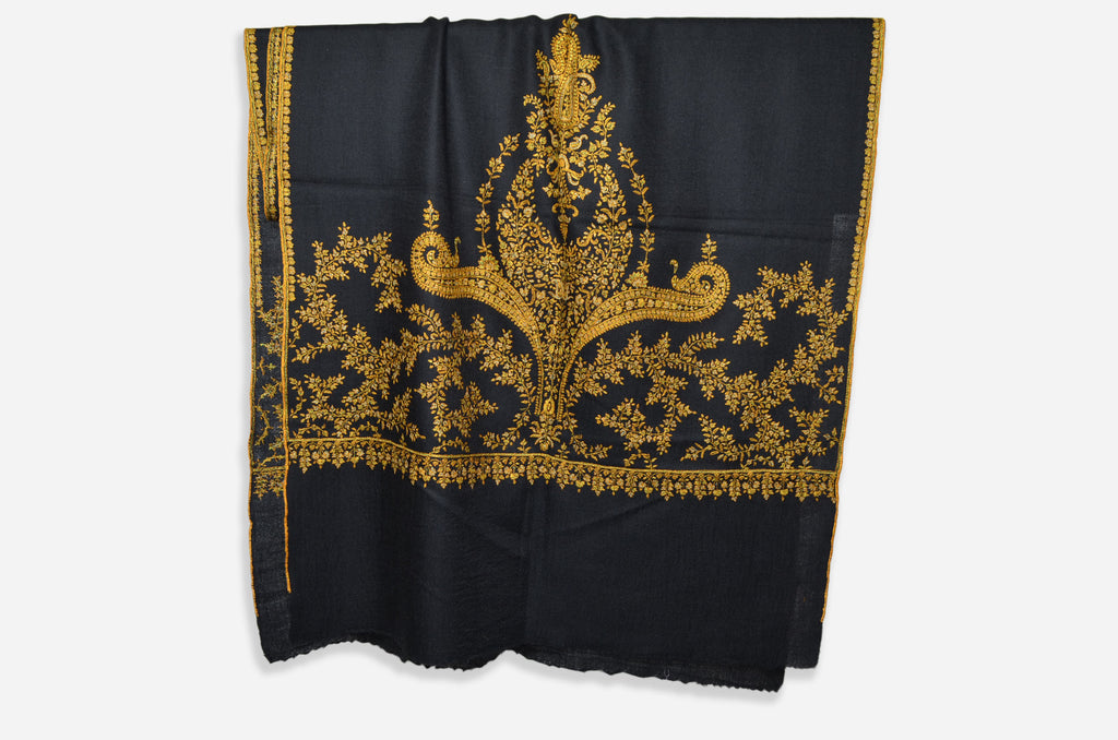 Black Cashmere Pashmina Stole with Beautiful Big Border
