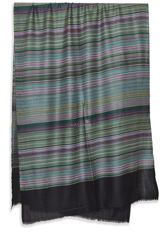 multi striped merino silk scarf | pure kashmir