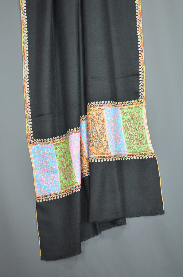 Black Big Border Cashmere Pashmina Shawl