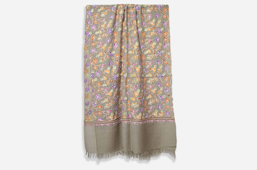 Natural Un-Dyed Merino Wool Aari Work Scarf