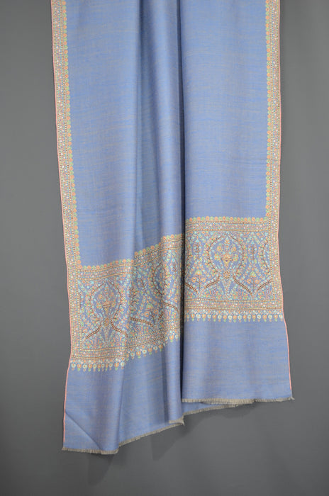 Blue Big Border Cashmere Pashmina Shawl