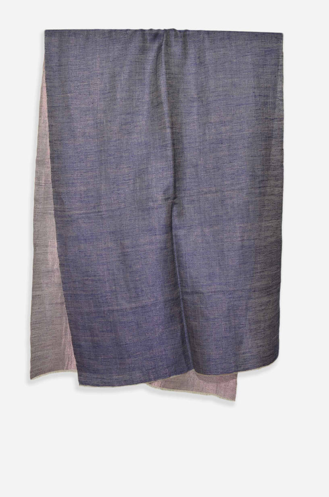 Reversible Metallic Blue and Silver Handwoven Cashmere Pashmina Scarf