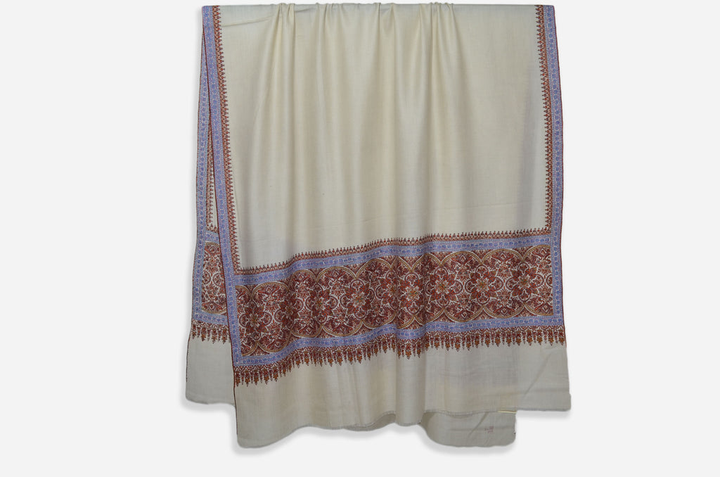 Ivory Cashmere Shawl with Beautiful Big Border