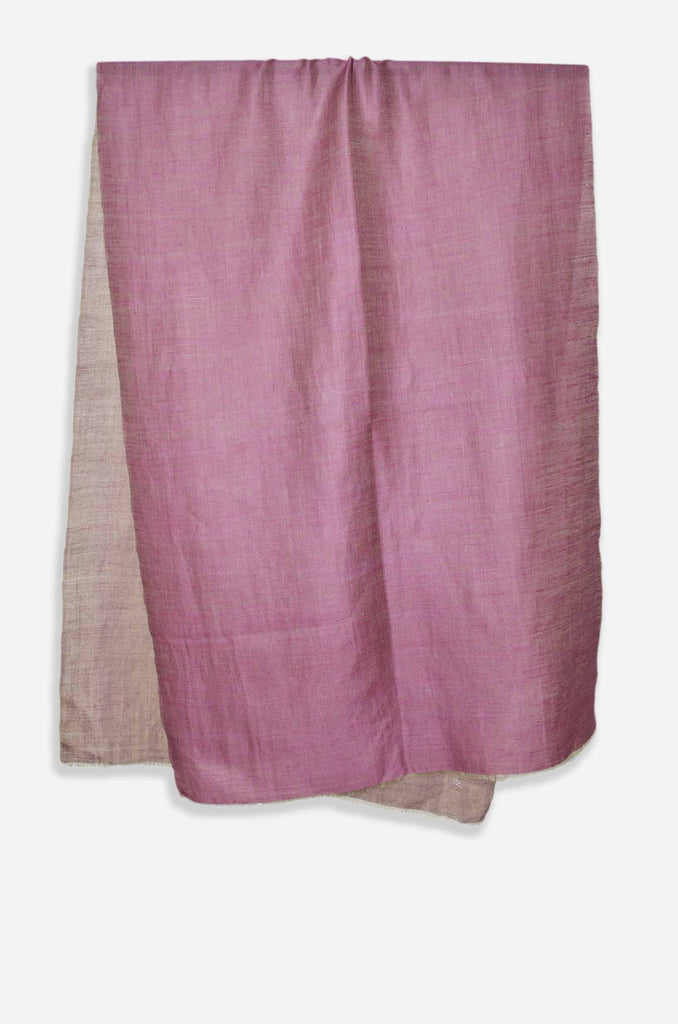 Reversible Metallic Pink and Silver Handwoven Cashmere Pashmina Scarf