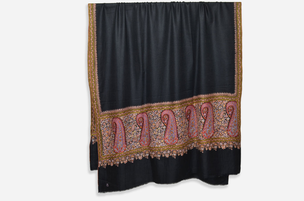 Black Cashmere Shawl with Beautiful Antique Border