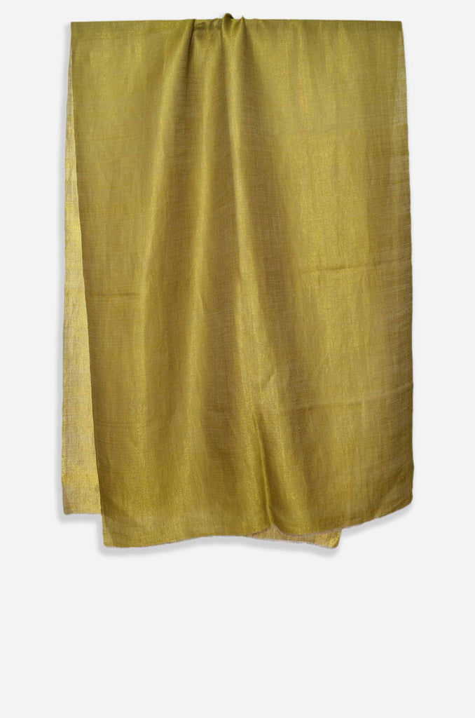 Reversible Metallic Yellow and Golden Handwoven Cashmere Pashmina Scarf