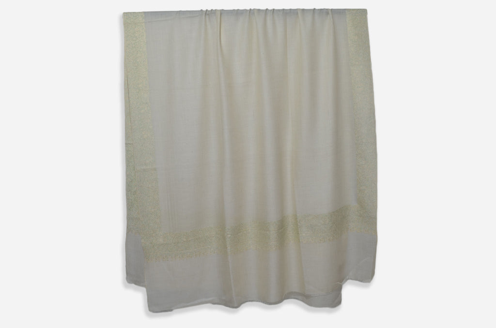 Ivory Cashmere Shawl with Beautiful Border