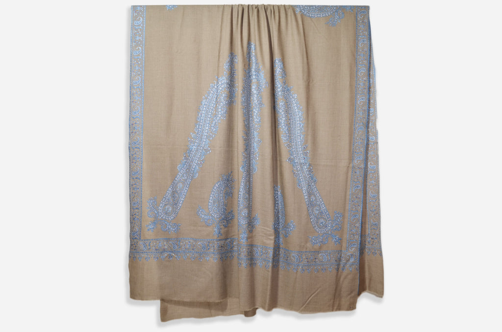 Oversized 3 Yard Pashmina Paisley Embroidery Shawl