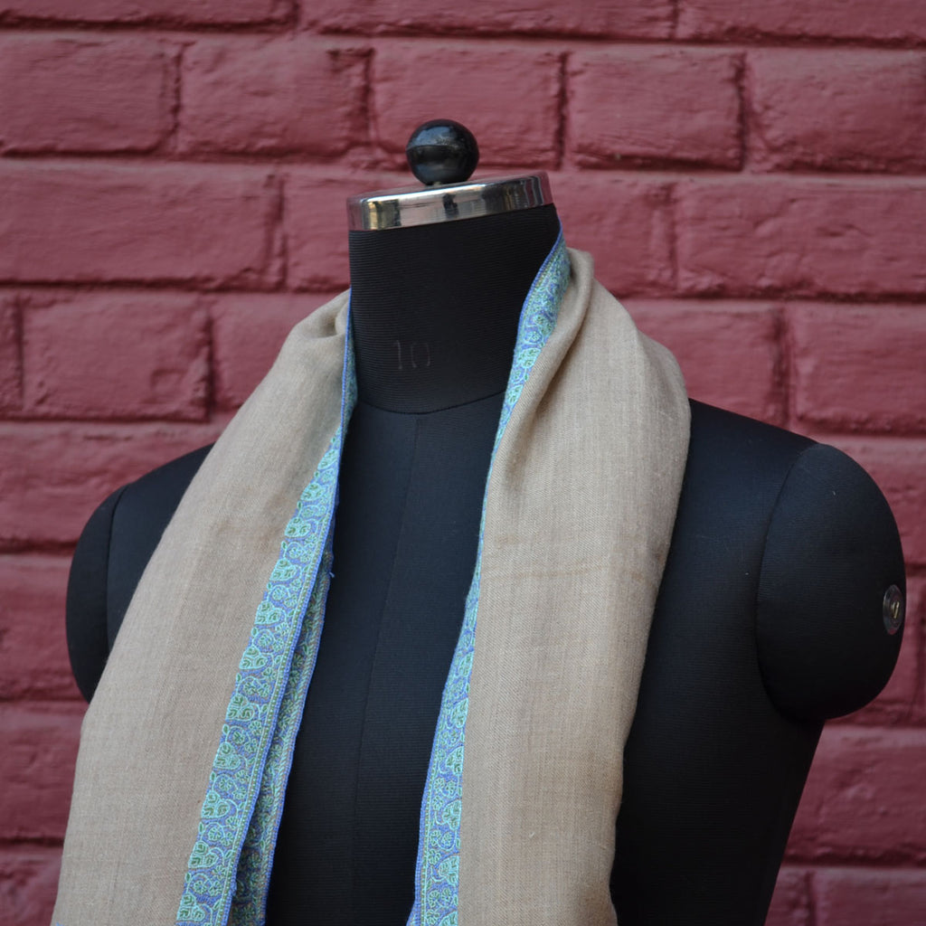 Natural Cashmere Pashmina Shawl with Beautifully Crafted Border