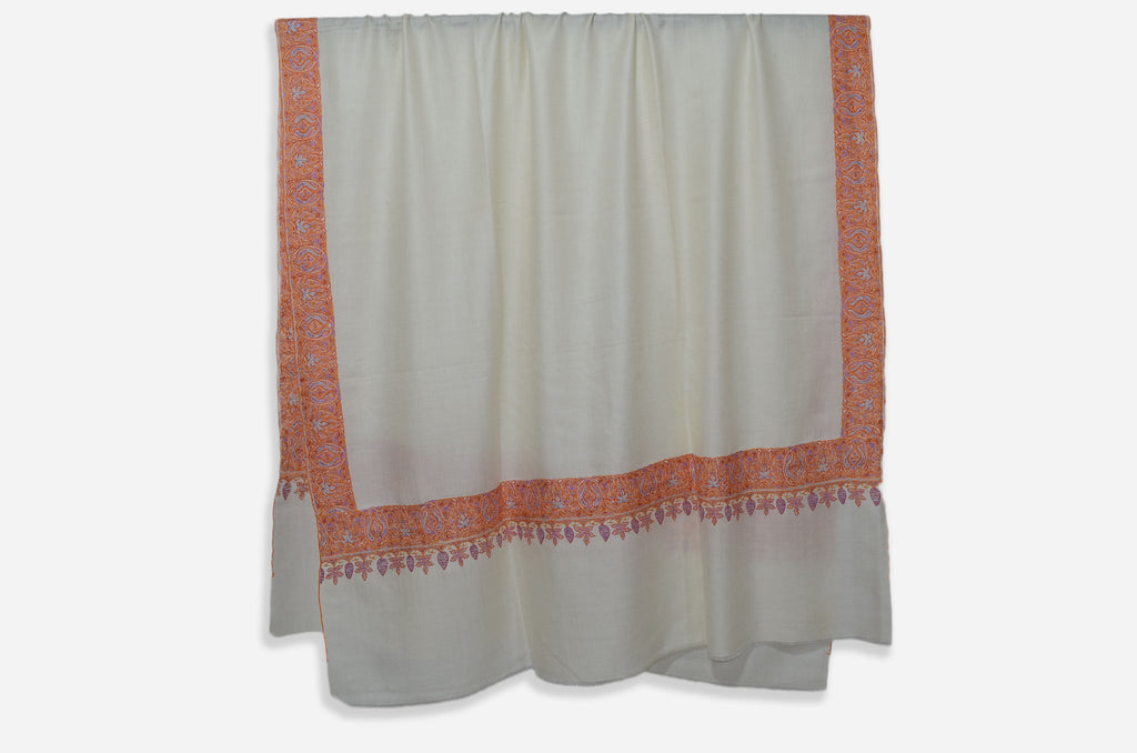 Ivory Cashmere Shawl Papermachie Embroidery