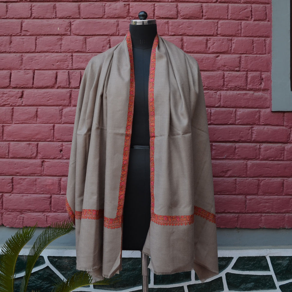 Natural Cashmere Pashmina Shawl with Beautifully Crafted Border