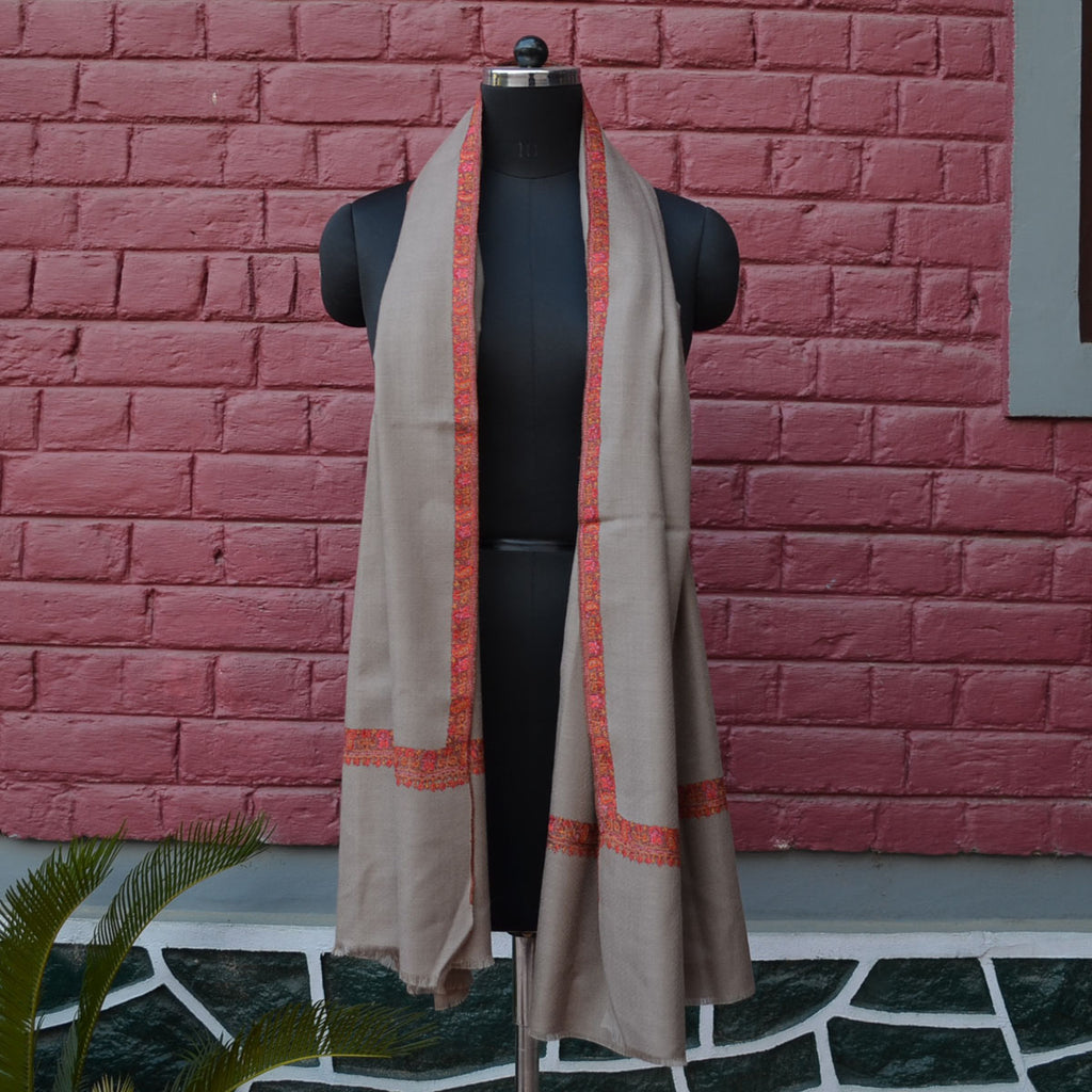 Natural Cashmere Pashmina Shawl with Beautifully Crafted Border