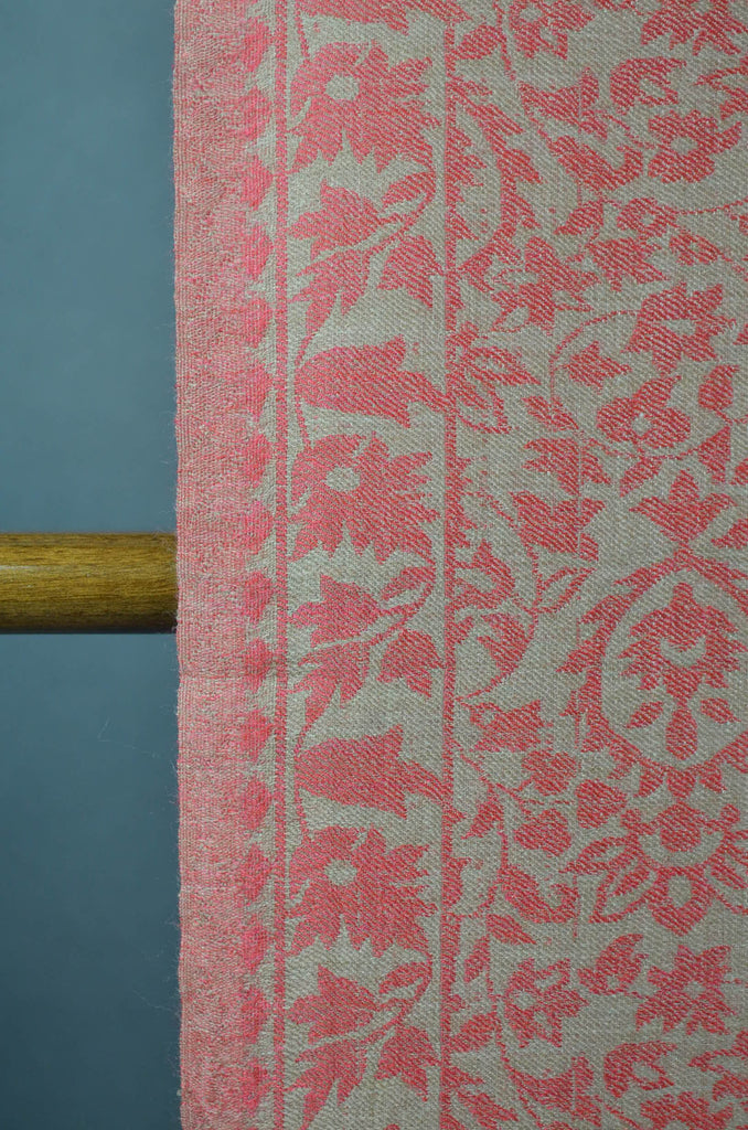 Natural Base Red patterned Kani style merino scarf