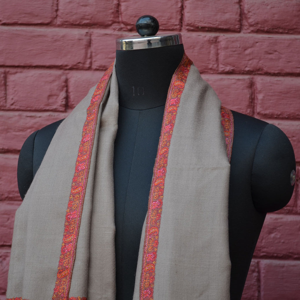 Natural Cashmere Pashmina Shawl with Beautifully Crafted Border