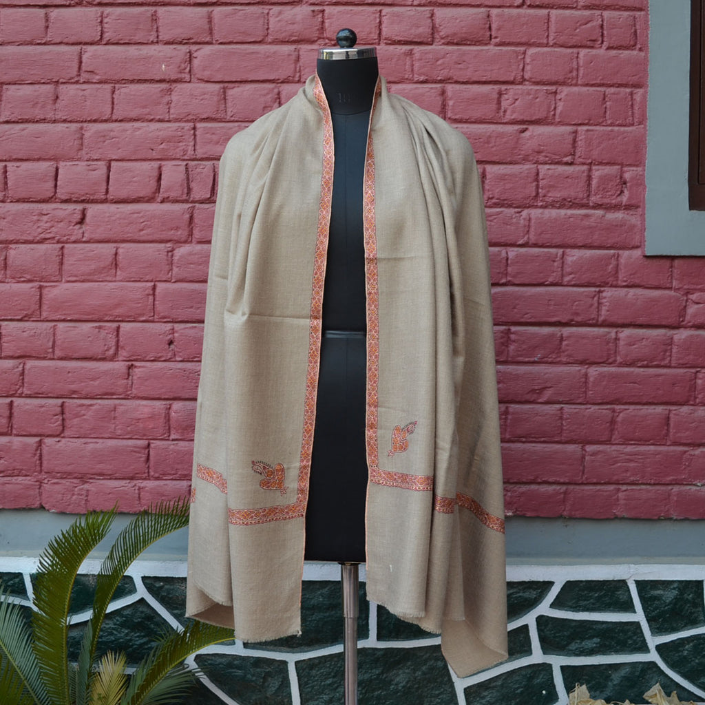 Natural Cashmere Pashmina Shawl with Beautifully Crafted Border