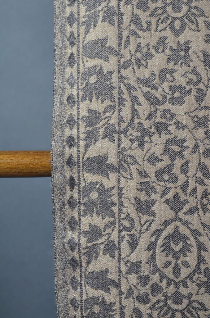 Natural Base Black patterned Kani style merino scarf