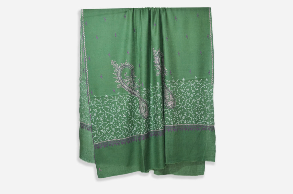 Green Cashmere Pashmina Jali Shawl