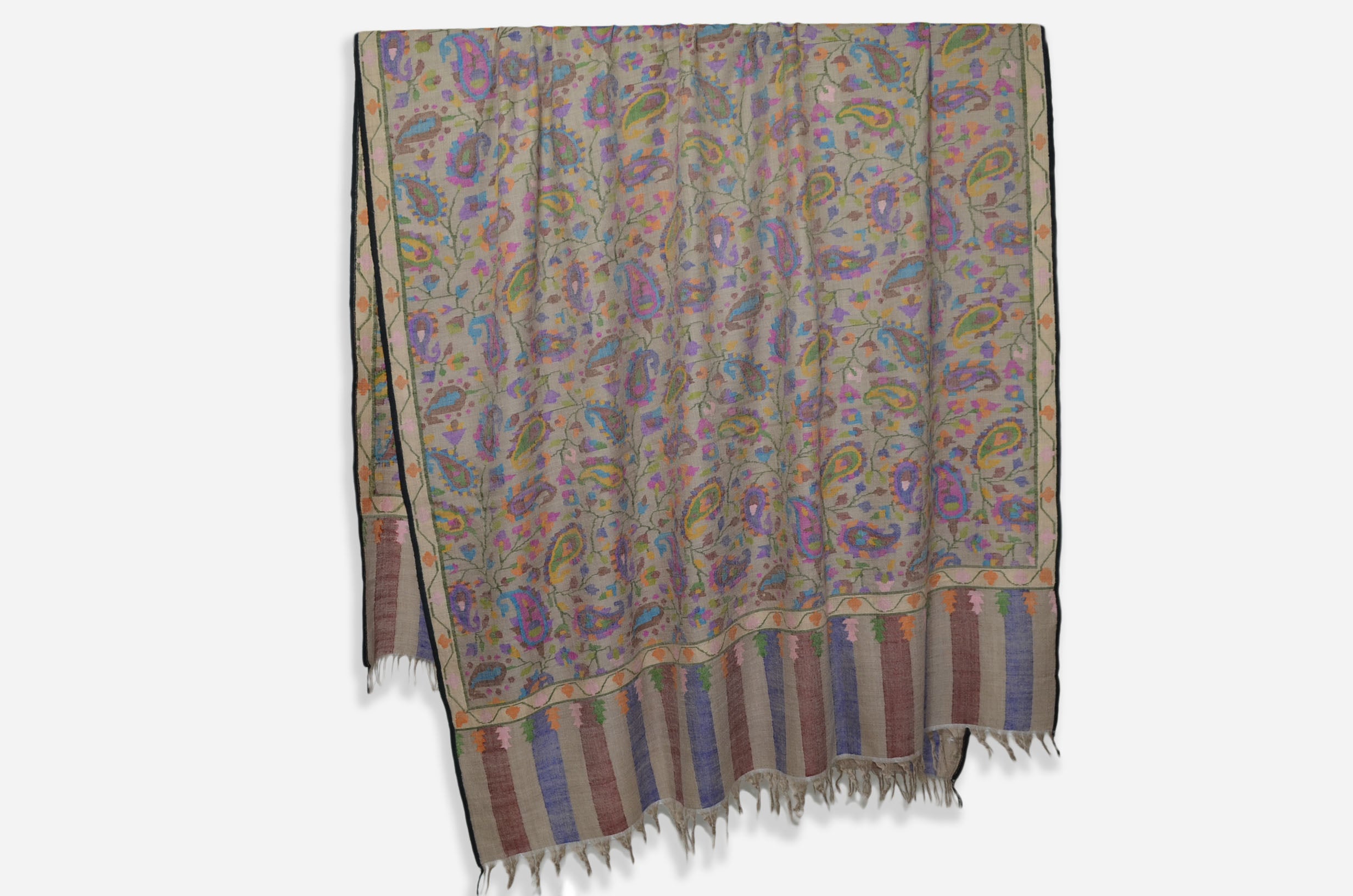 Un-Dyed Natural Kani Pashmina Jamwar Shawl