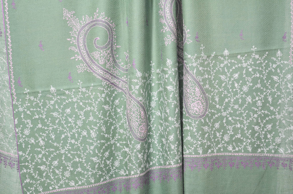 Green Cashmere Pashmina Jali Shawl