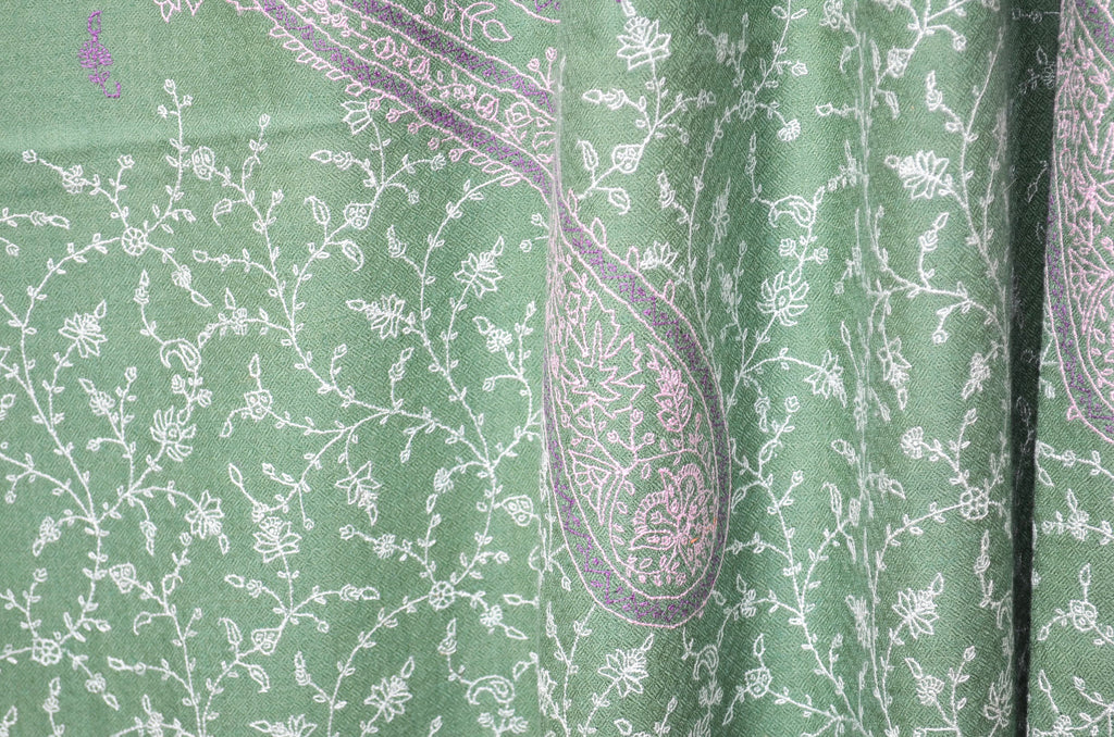 Green Cashmere Pashmina Jali Shawl